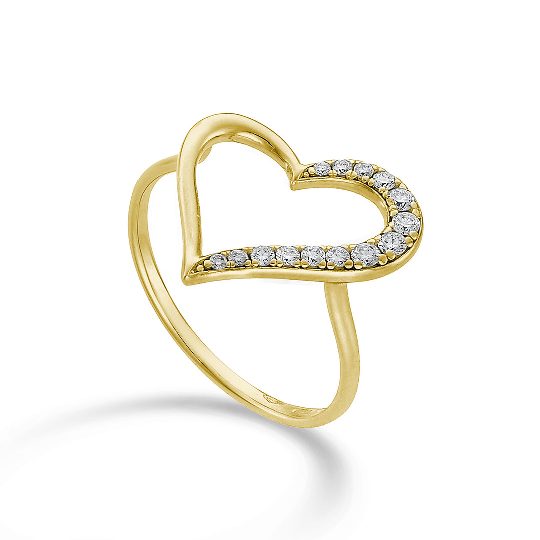 Nihama an 18k cuore grande metà liscio oro giallo diam. ct.0,18 NA5137O1BR018