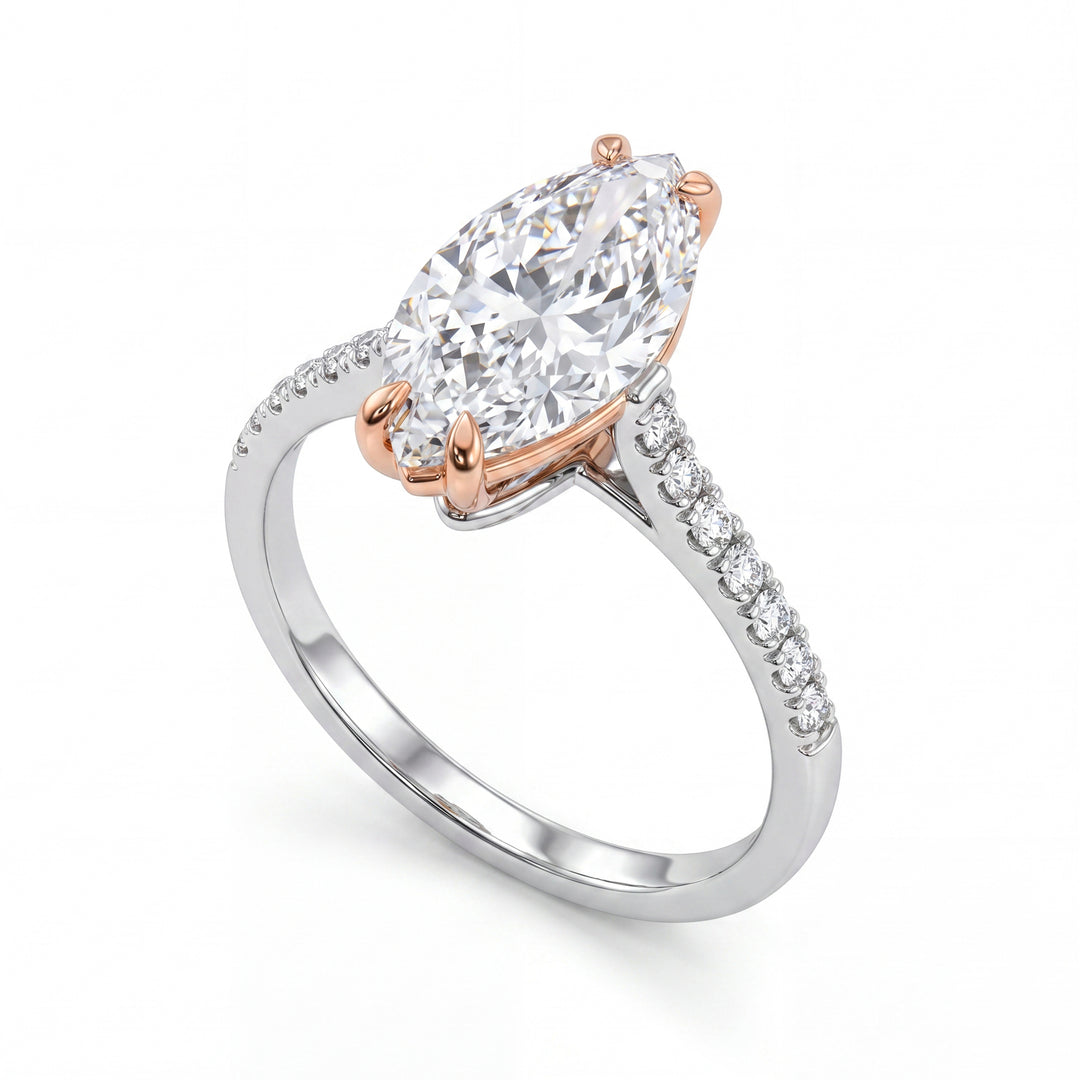 X-Diamond an 18kt lab g.d. ct.tot. 3,16- centr. ct. 3,02 marquise - gambo incassato 0,14ct XXDAPU118O7MABI316