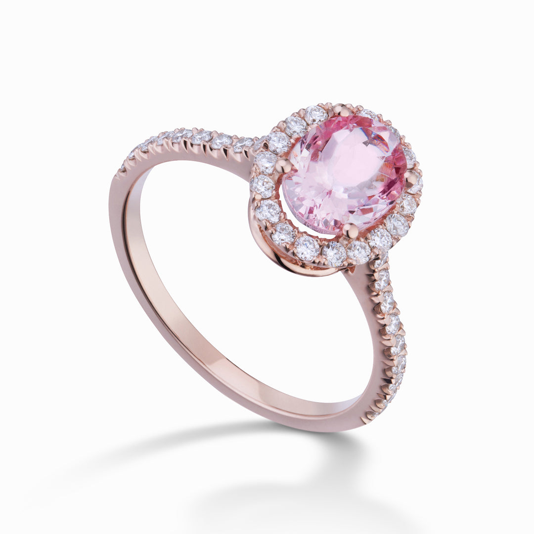 World Diamond Group anello kunzite ovale 8x6 e contorno diamanti ACLC070DIKZ4-22241110008