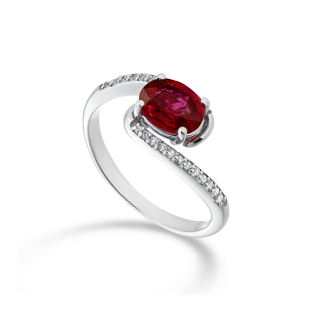 Mikiko an 18k rubino n. ovale 7x5 ct.0,85 diam. ct.0,085 MA5101O4RBN085