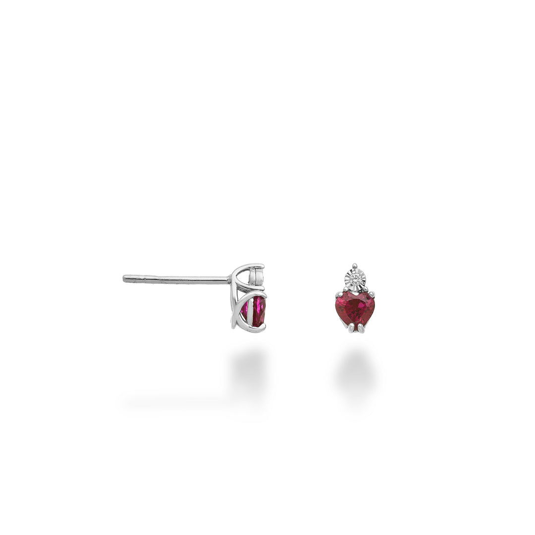 Nihama or 9k rubino cuore 4x4 con diamantino NO5179R4RBR