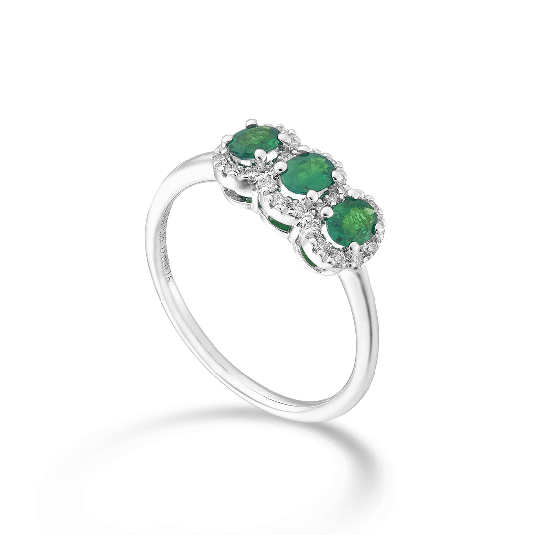 Nihama an 18k smeraldo trilogy nat. ovale 4x3 ct. 0,45 diam. ct.0,16 NA5194O4SMN43