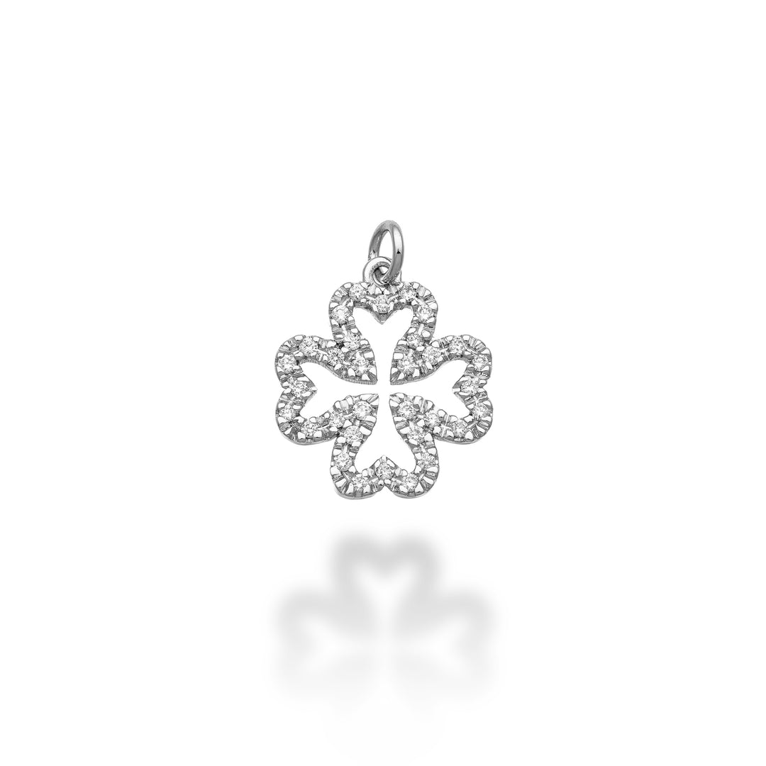 World Diamond Group pendente quadrifoglio grande 18k ct.0,17 g vs oro bianco GPEN224DIO4