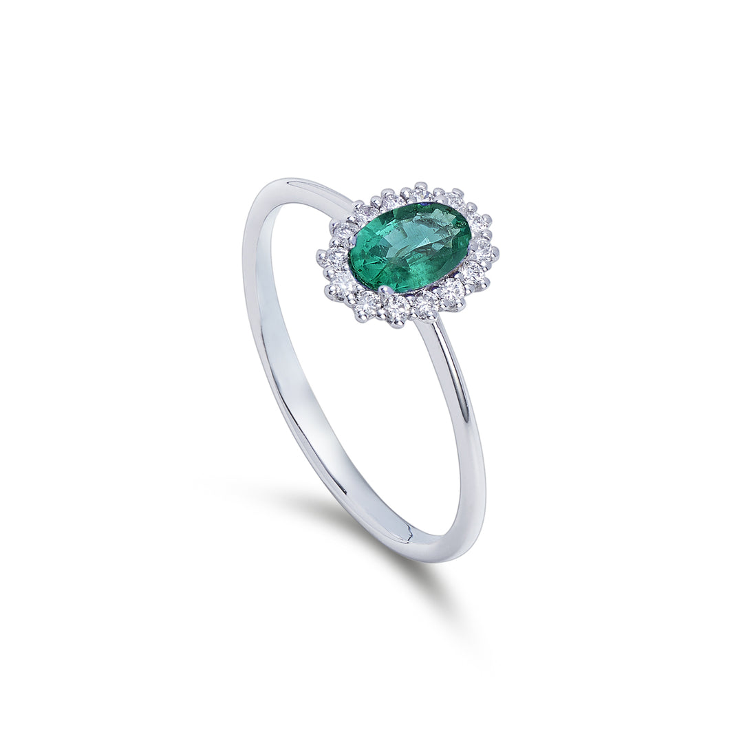 Nihama an 9k smeraldo n. ovale 6x4 ct.0,30 diam. ct.0,13 NA5141R4SMN