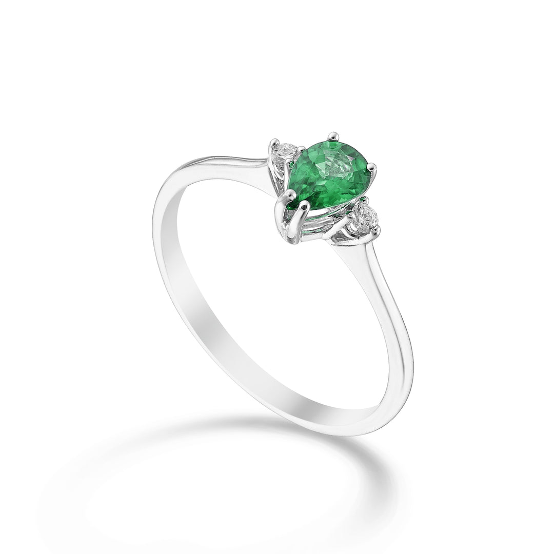 Nihama an 9k smeraldo n. goccia 6x4 e diamantini laterali NA5217R4SMN032