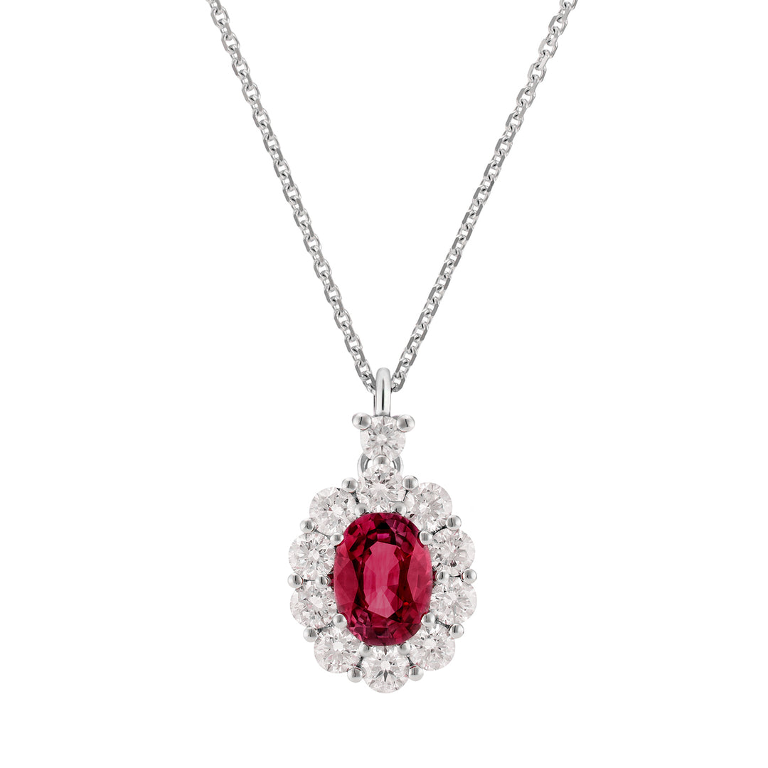 Golay collana rubino ovale 6x5 e contorno di diamanti PCL043DIRU1-26111110415