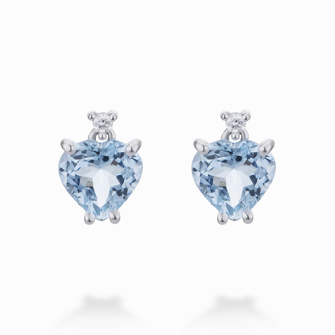 World Diamond Group orecchini acquamarina a cuore 7x7 e diamanti OCL198DIAQ77-23076110152