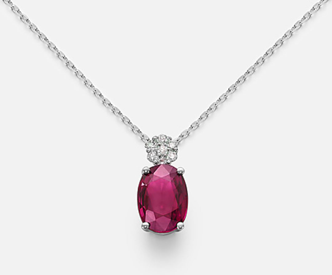 Mikiko cl 18k rubino n. ovale 7x5 ct.0,85 diam. ct.0,045 MD5025O4RBN085
