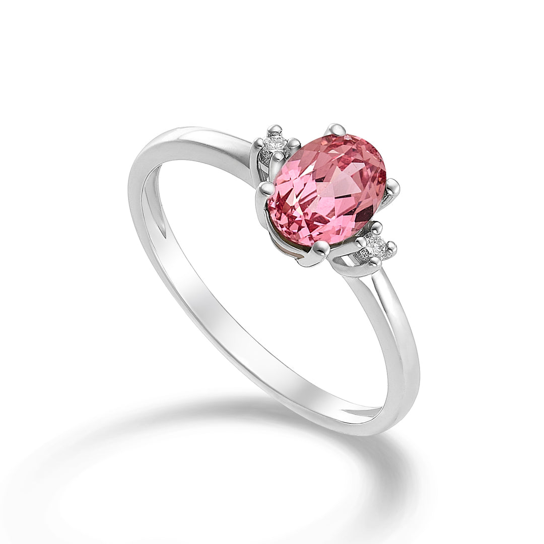 Mikiko an 18k zaffiro rosa ovale 7x5 ct.0,80 diam. ct.0,03 MA5073O4ZFRP