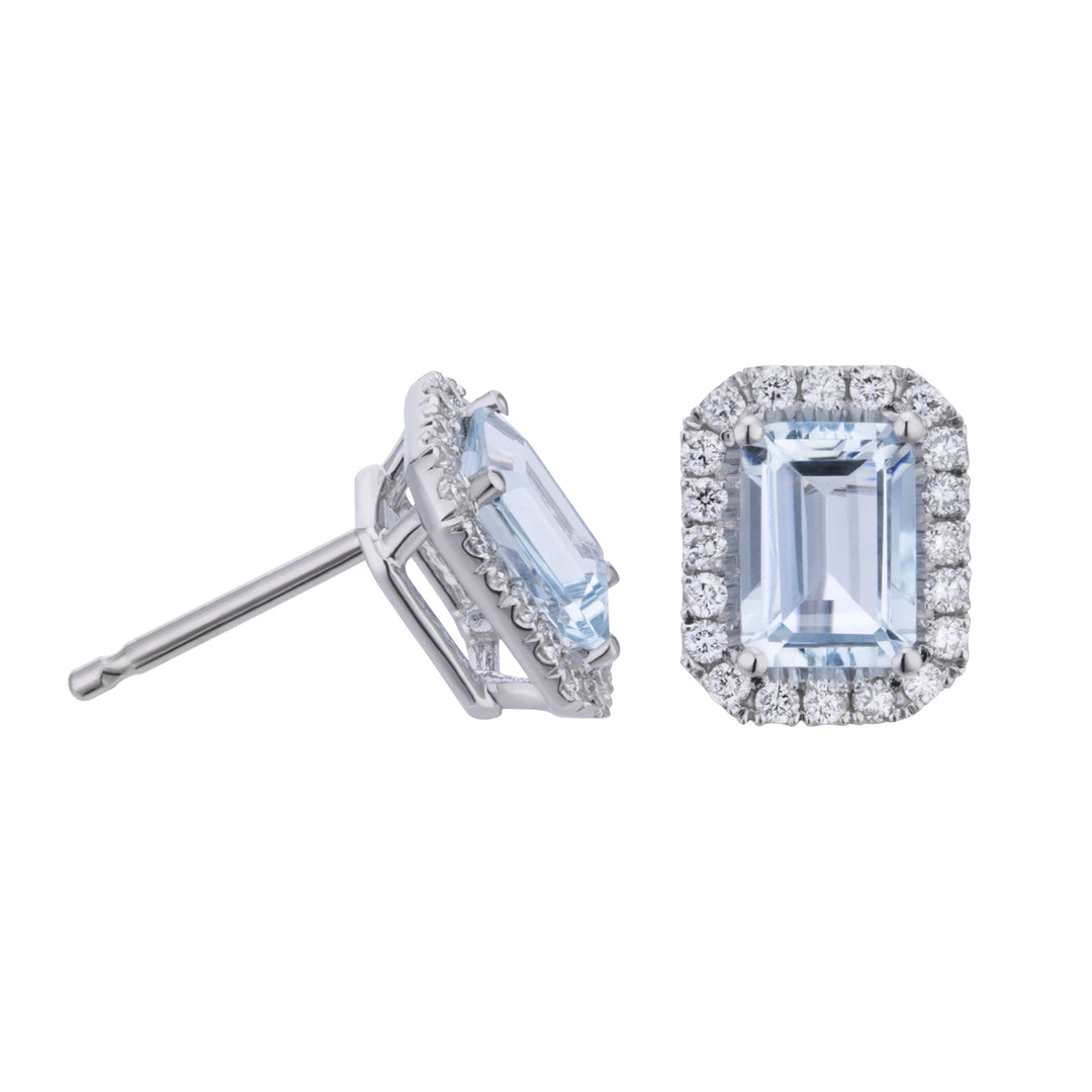 World Diamond Group orecchini acquamarina ottagonale 8x6 e diamanti OCL072DIAQ4-23194110122