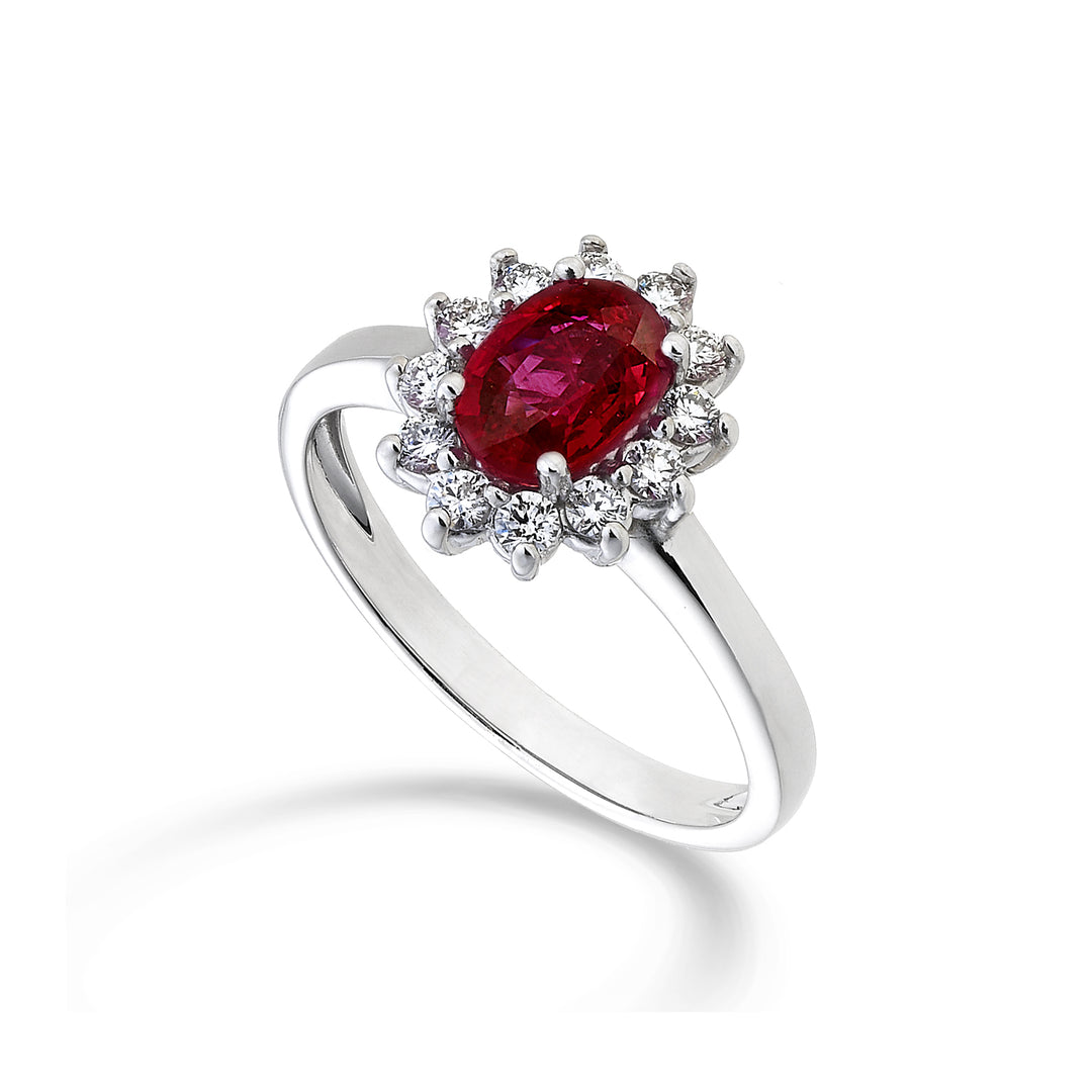 Mikiko an 9k rubino n. ovale 7x5 ct.0,85 diam. ct.0,30 MA5094R4RBN085