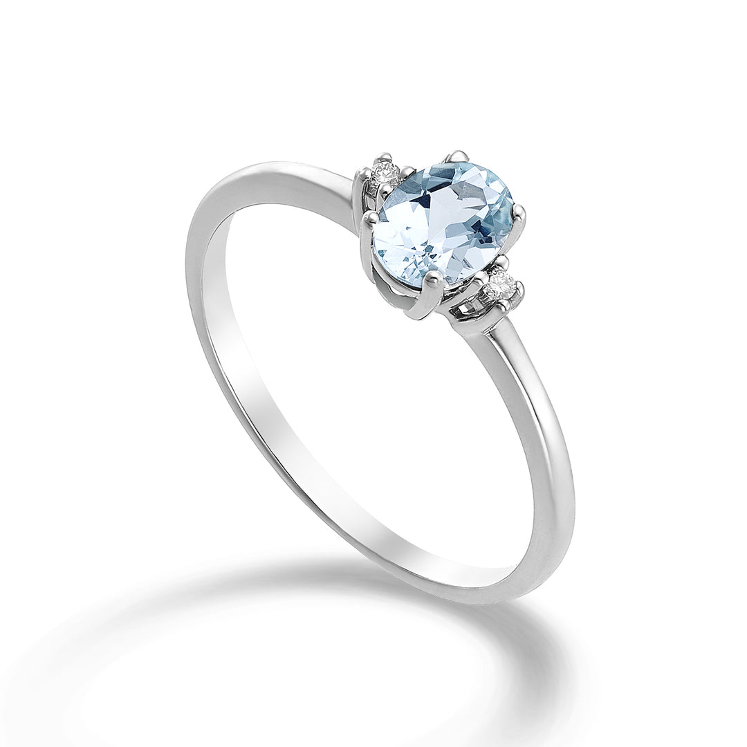 Nihama an 9k acquamarina ovale 6x4 ct.0,30 diam. ct.0,02 NA5072R4AM