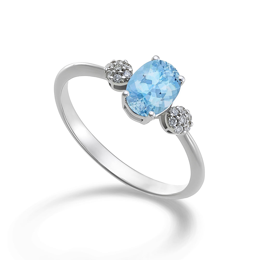 Nihama an 18k acquamarina ovale 7x5 ct.0,50 diam. ct.0,08 NA5058O4AM