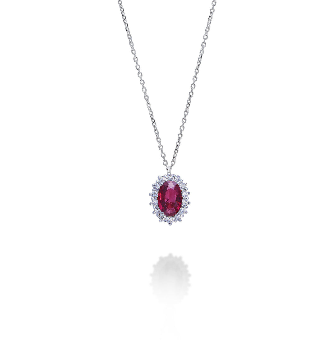 Nihama cl 9k rubino ovale 6x4 ct.0,40 diam. ct.0,13 ND5086R4RBC