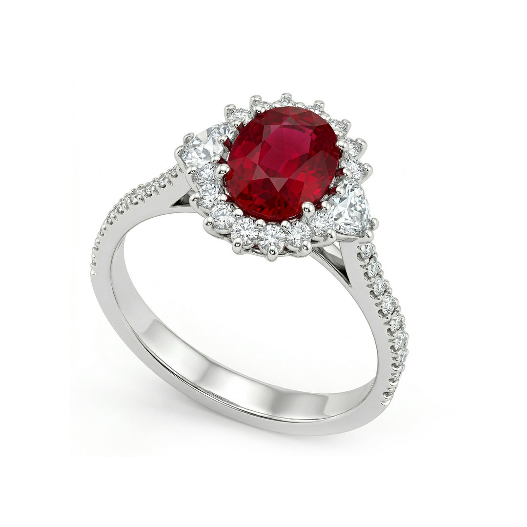 Golay anello rubino ovale 8x6 con cuori laterali e diam ACLC035DIRU-20328110026