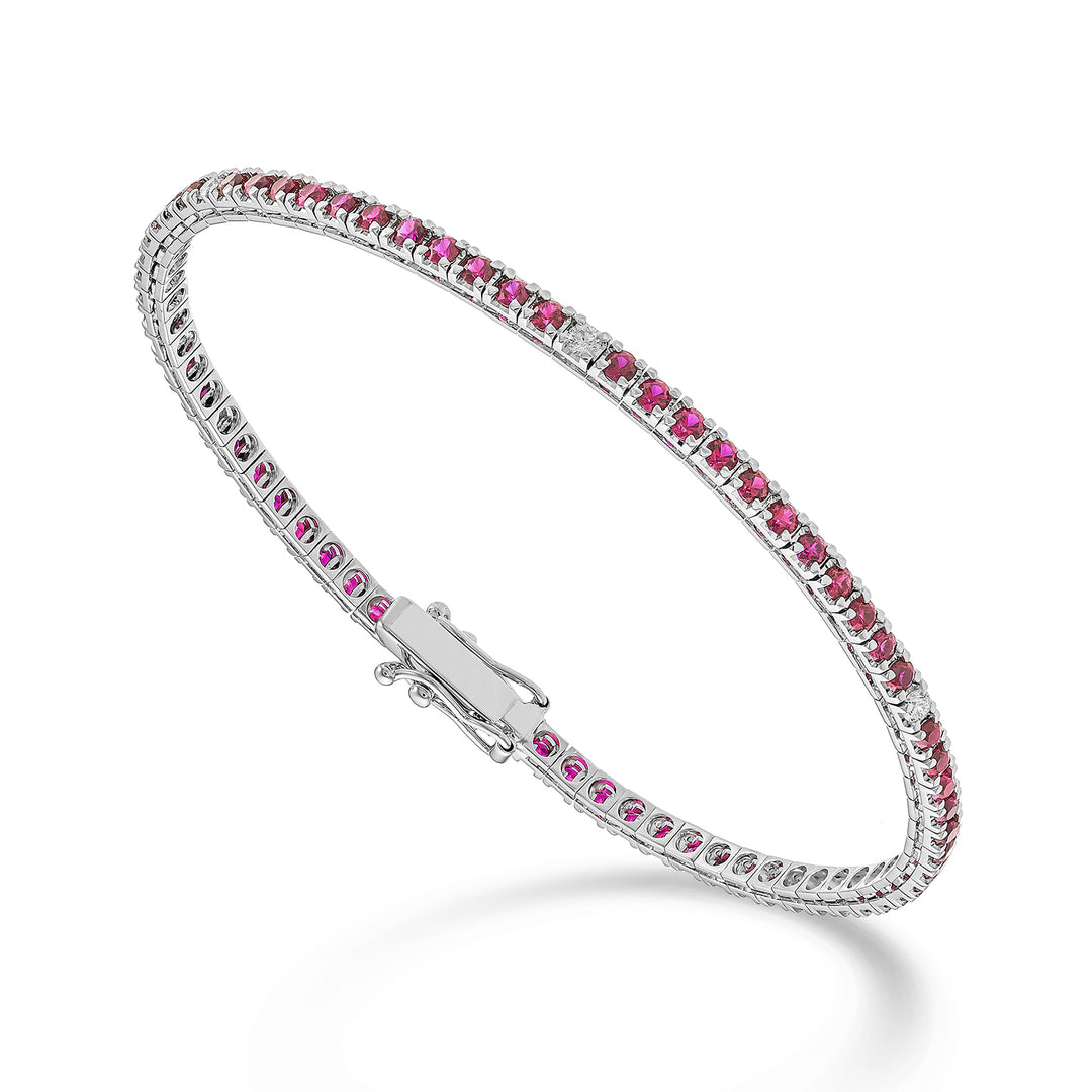 X-Diamond br tennis 18k rubini ct.2,90 lab. grown ct. 0,22. 17,5cm - 71 castoni LXDBTQ250RBRDIO4