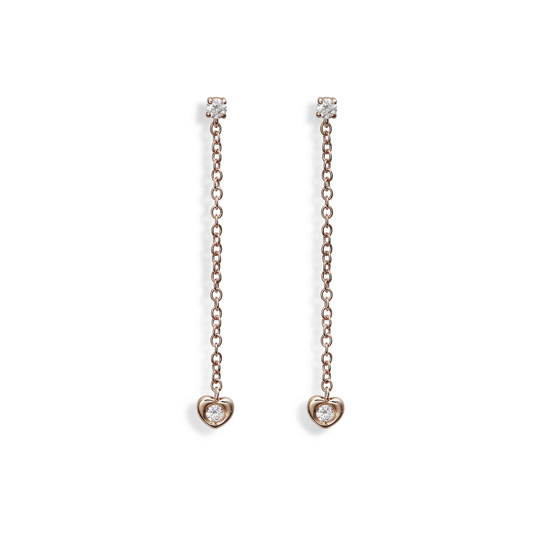 World Diamond Group or 18k ct.0,13 castone piccolo cuore catena cm.3,3 rosè GO5074O3BR013