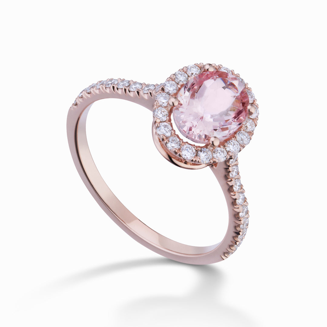 World Diamond Group anello morganite ovale 9x7 e diamanti ACLC070DIMO5-23076110057