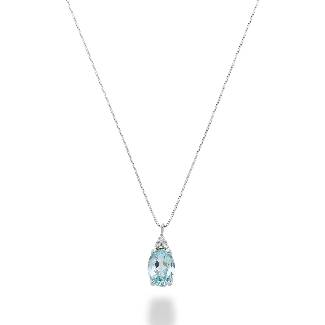 Nihama cl 18k tormalina paraiba ovale 7x5 con tre diamantini ND5189O4PAR