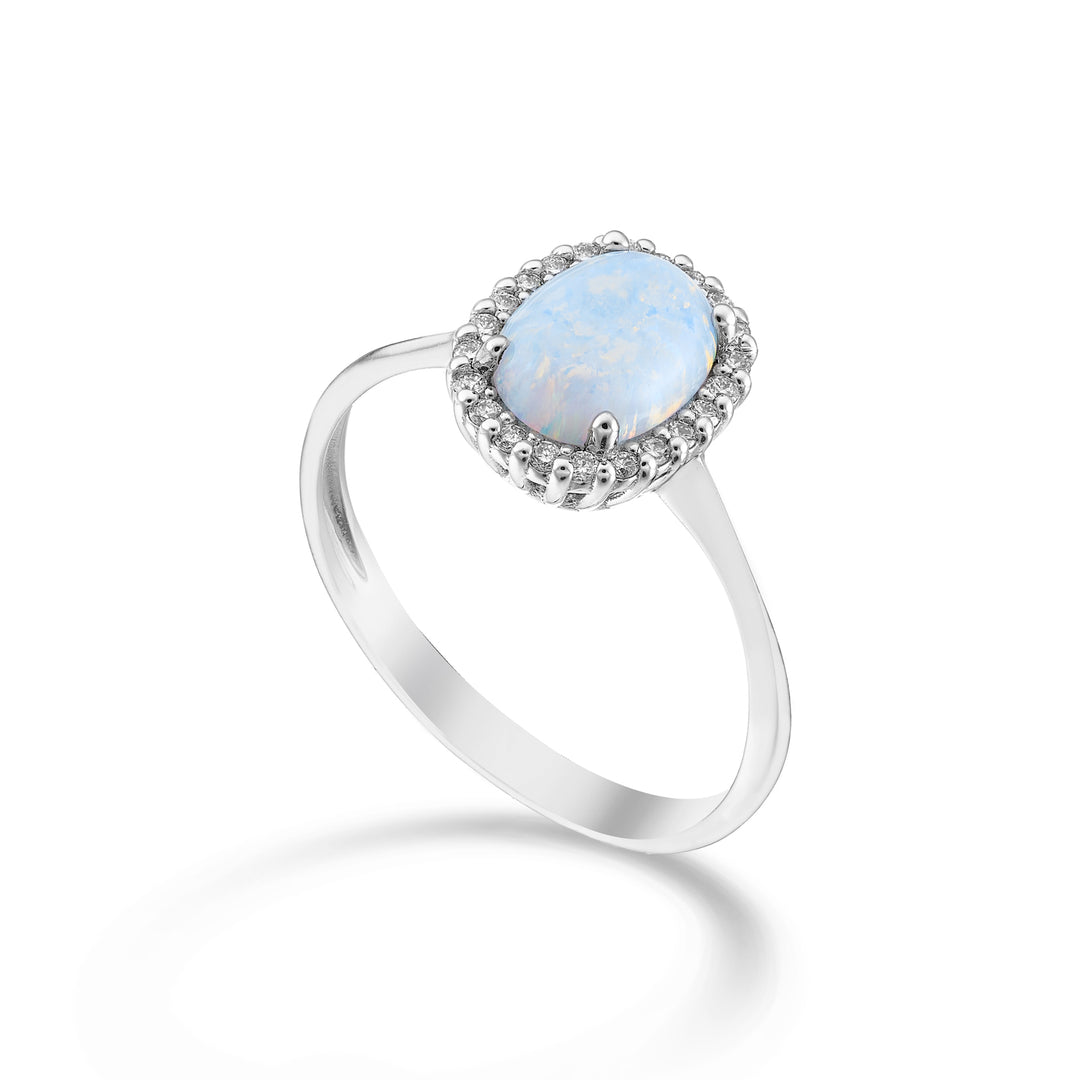 Nihama an 9k opale cabochon ovale 8x6, con contorno di diamanti NA5208R4OP