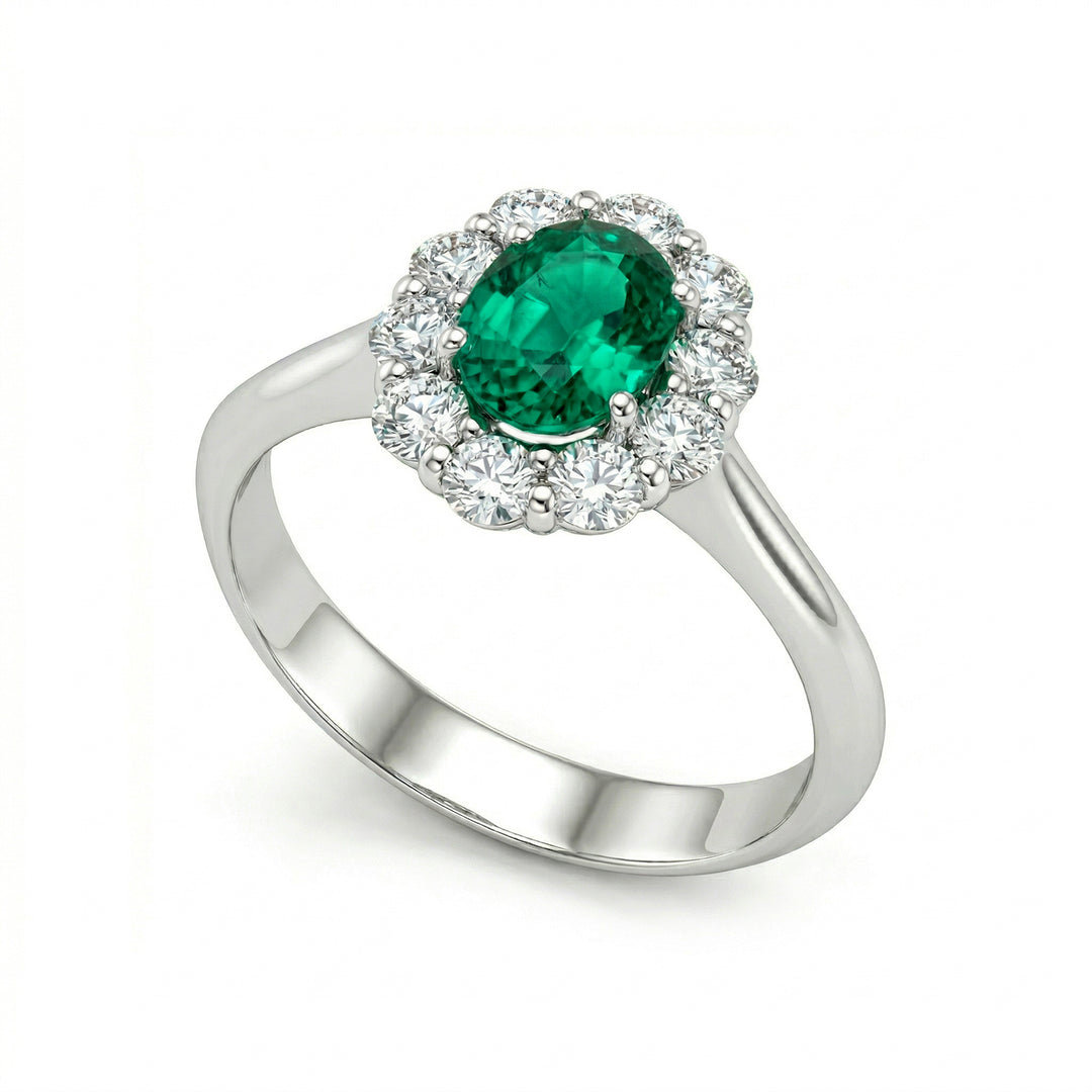 Golay anello smeraldo ovale 6x8 e diamanti ACL044DISM-22181110034