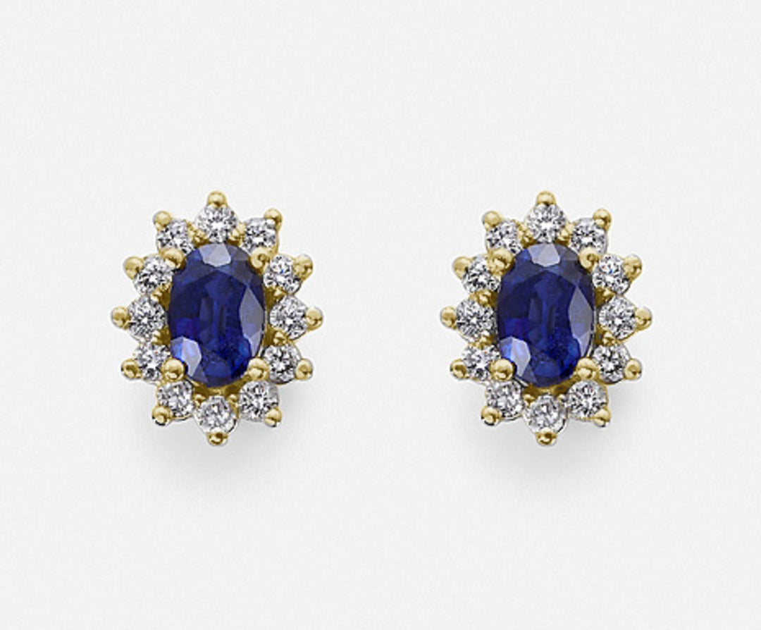 Nihama or 18k zaffiro n. ovale 6x4 ct.1,24 diam. ct.0,46 oro giallo NO5030O1ZFN124