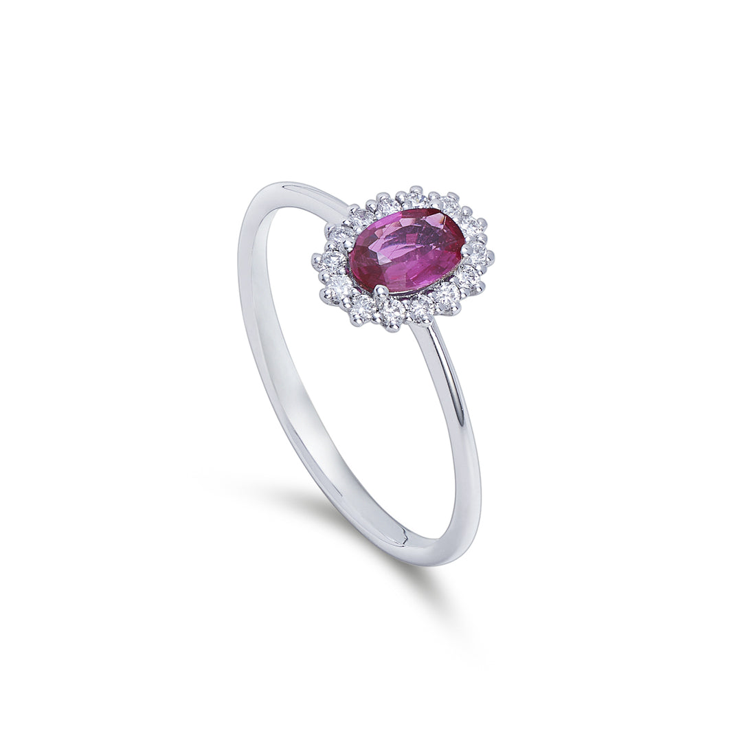 Nihama an 9k rubino n. ovale 6x4 ct.0,40 diam. ct.0,13 NA5141R4RBN