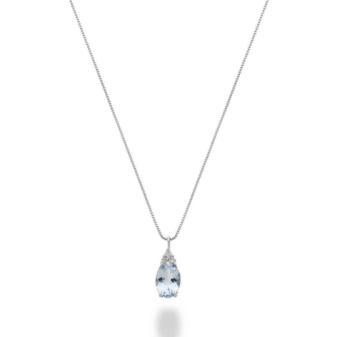 Mikiko cl 18k acquamarina ovale 6x4 con tre diamantini MD5188O4AM