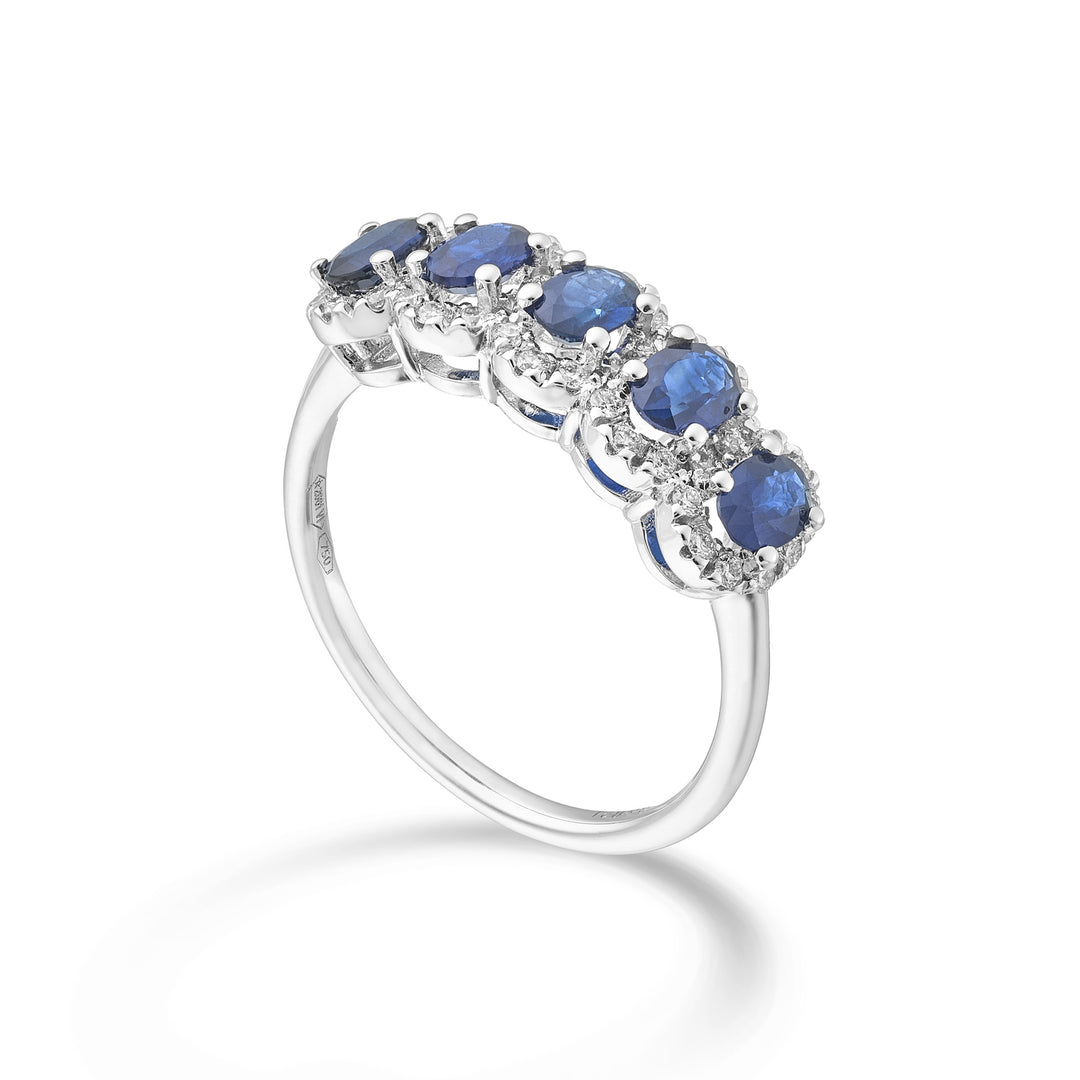 Nihama an 18k 5 pietre zaffiro ovale 4x3 ct. 1,00 diam. ct.0,24 NA5195O4ZFD43