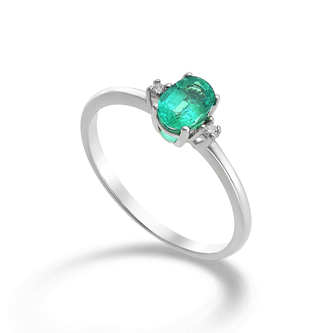 Nihama an 9k smeraldo n. ovale 6x4 ct.0,45 diam. ct.0,02 NA5072R4SMN045