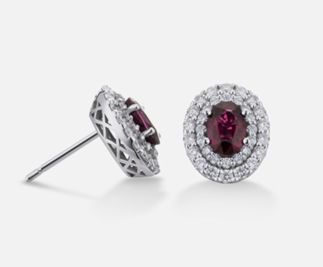 Nihama or 18k rubino n. ovale 6x4 ct.0,80 dia ct.0,66 NO5040O4RBN080