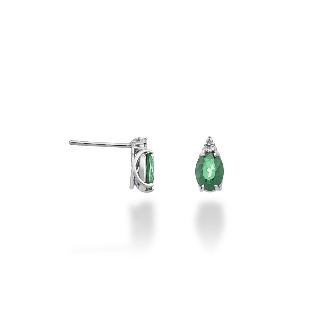Nihama or 9k smeraldo ovale 7x5 e tre diamantini NO5172R4BE