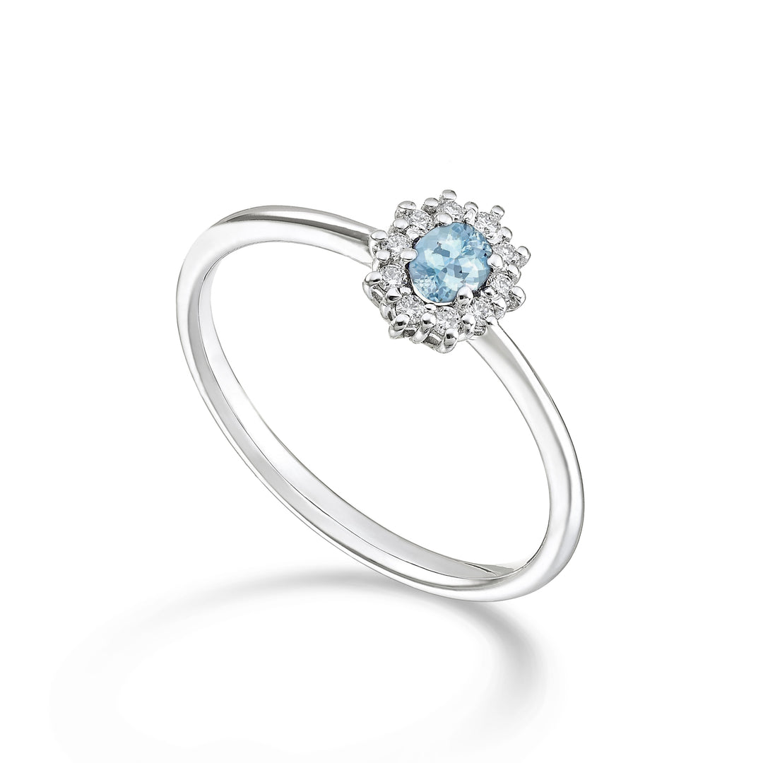 Nihama an 18k acquamarina ovale 4x3 ct.0,14 diam. ct.0,08 NA5166O4AM