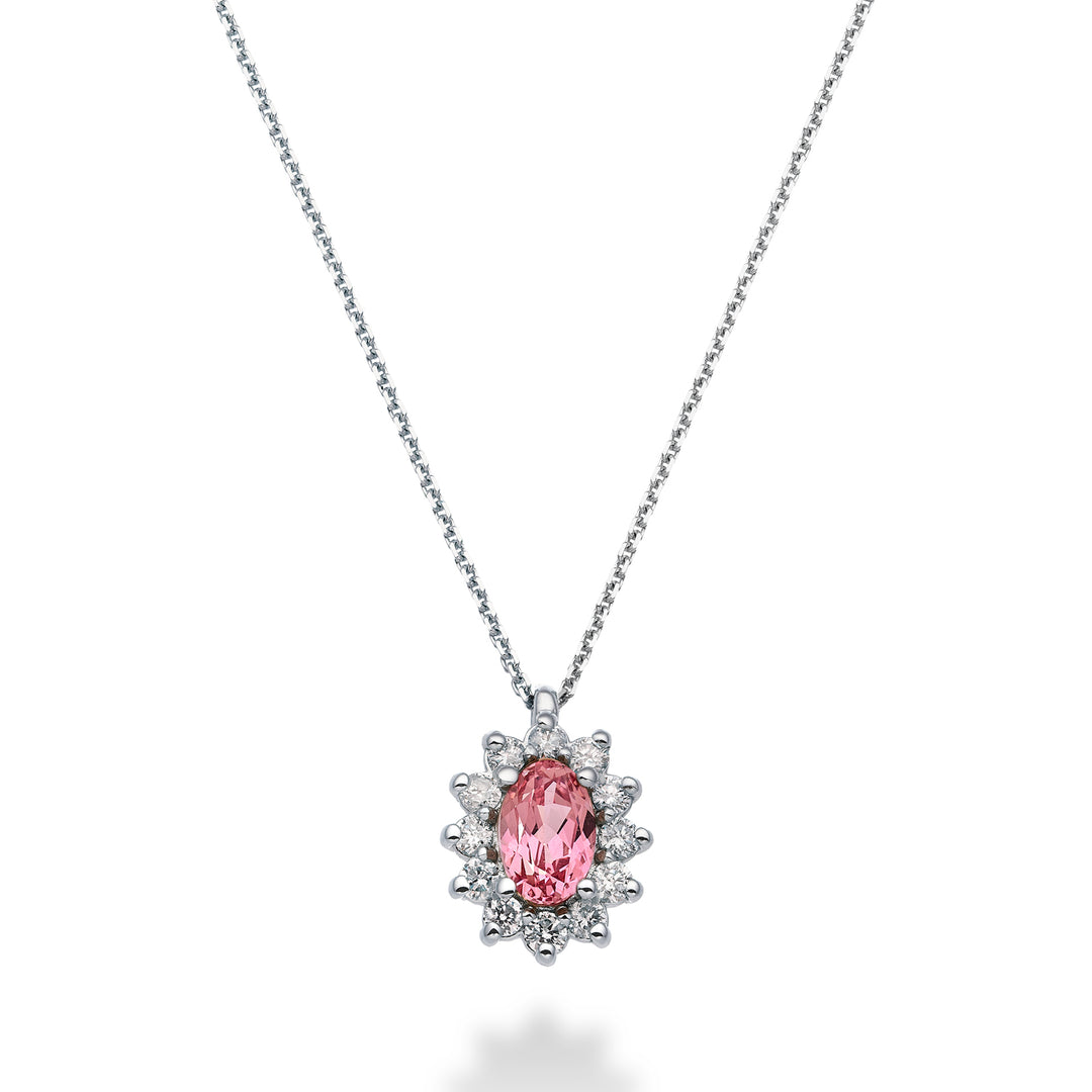 Nihama cl 18k zaffiro rosa ovale 6x4 ct.0,60 diam. ct.0,23 ND5047O4ZFRP