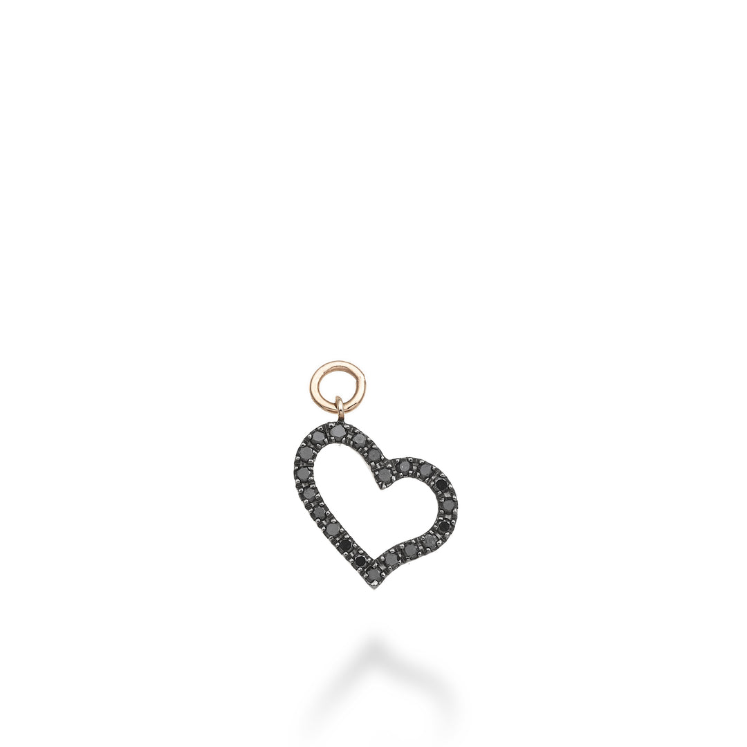 World Diamond Group charm cuore largo 18k ct.0,18 black oro rosa GCH212BKO3