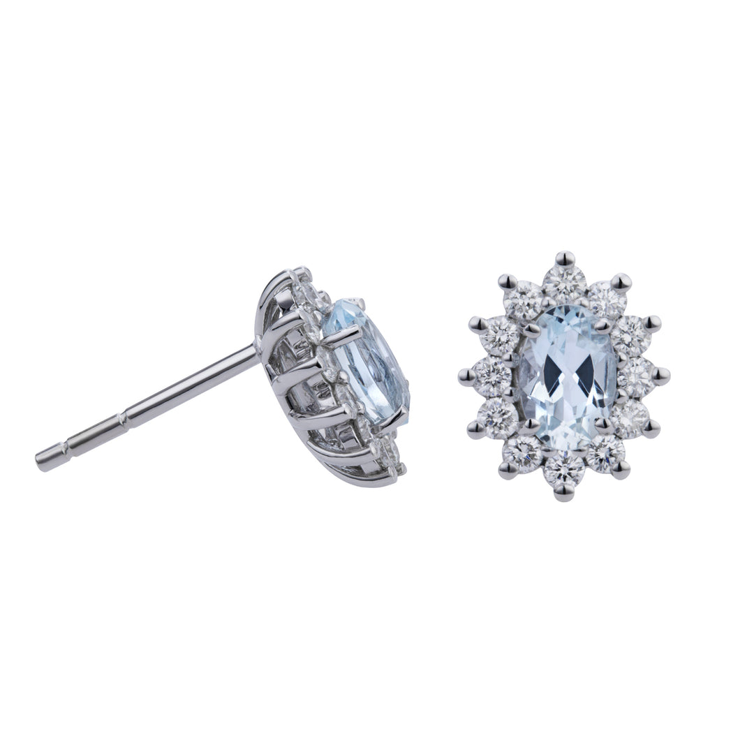 World Diamond Group orecchini acquamarina ovale 4x6 contorno diamanti OCL020DIAQ-21042110005