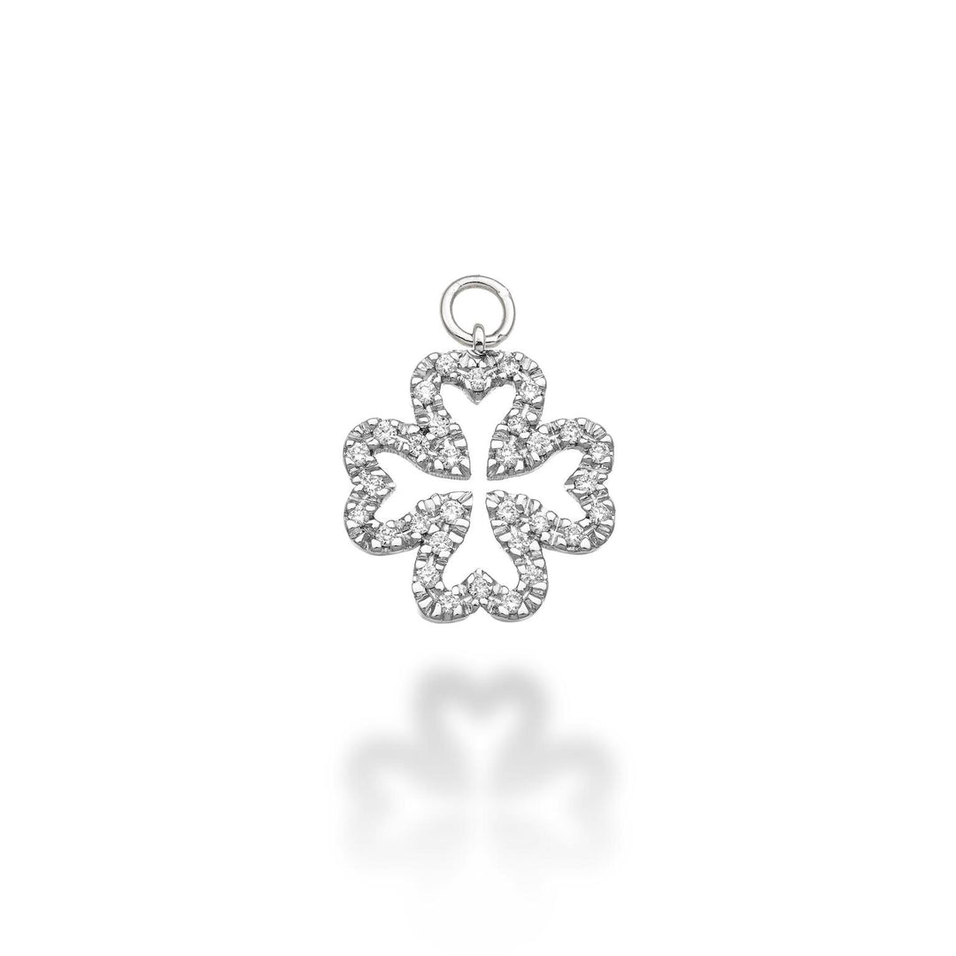 World Diamond Group charm quadrifoglio grande 18k ct.0,17 g vs oro bianco GCH224DIO4