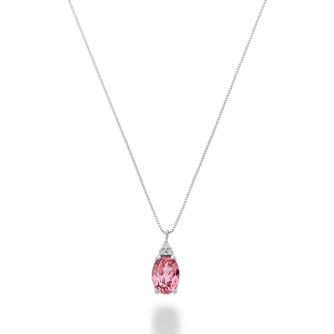 Mikiko cl 18k zaffiro rosa ovale 7x5 con tre diamantini MD5189O4ZFRP