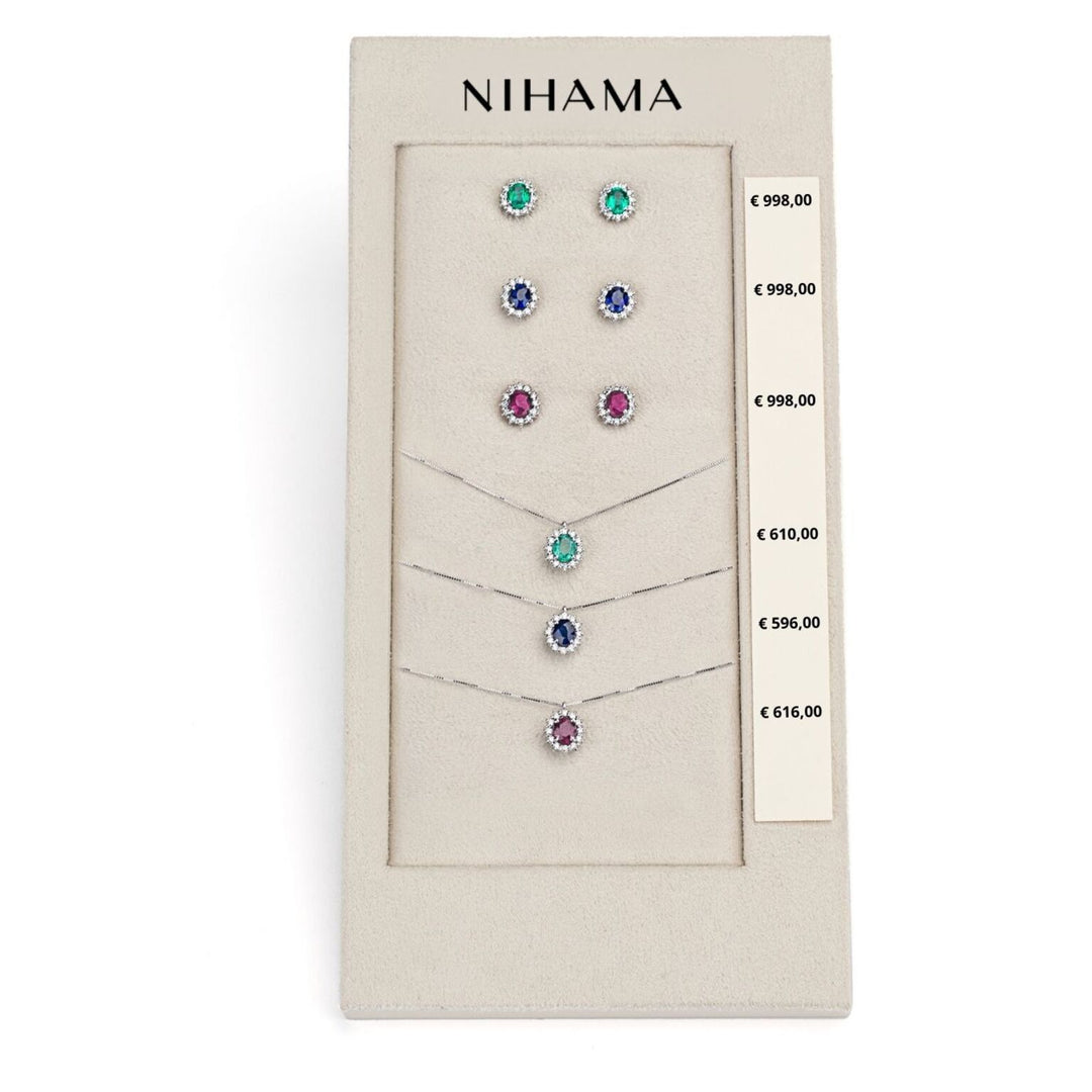 Nihama pacchetto cl 5126 + or 5104 9kt ovale 5x4 zaffiro, rubino e smeraldo tr. N.LIGHTBOX.15-T9K