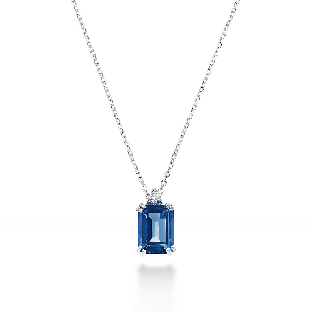 Mikiko cl 18k topazio blu london ottagonale 7x5 ct.1,20 diam. ct.0,025 MPCL090DITPBL2O4