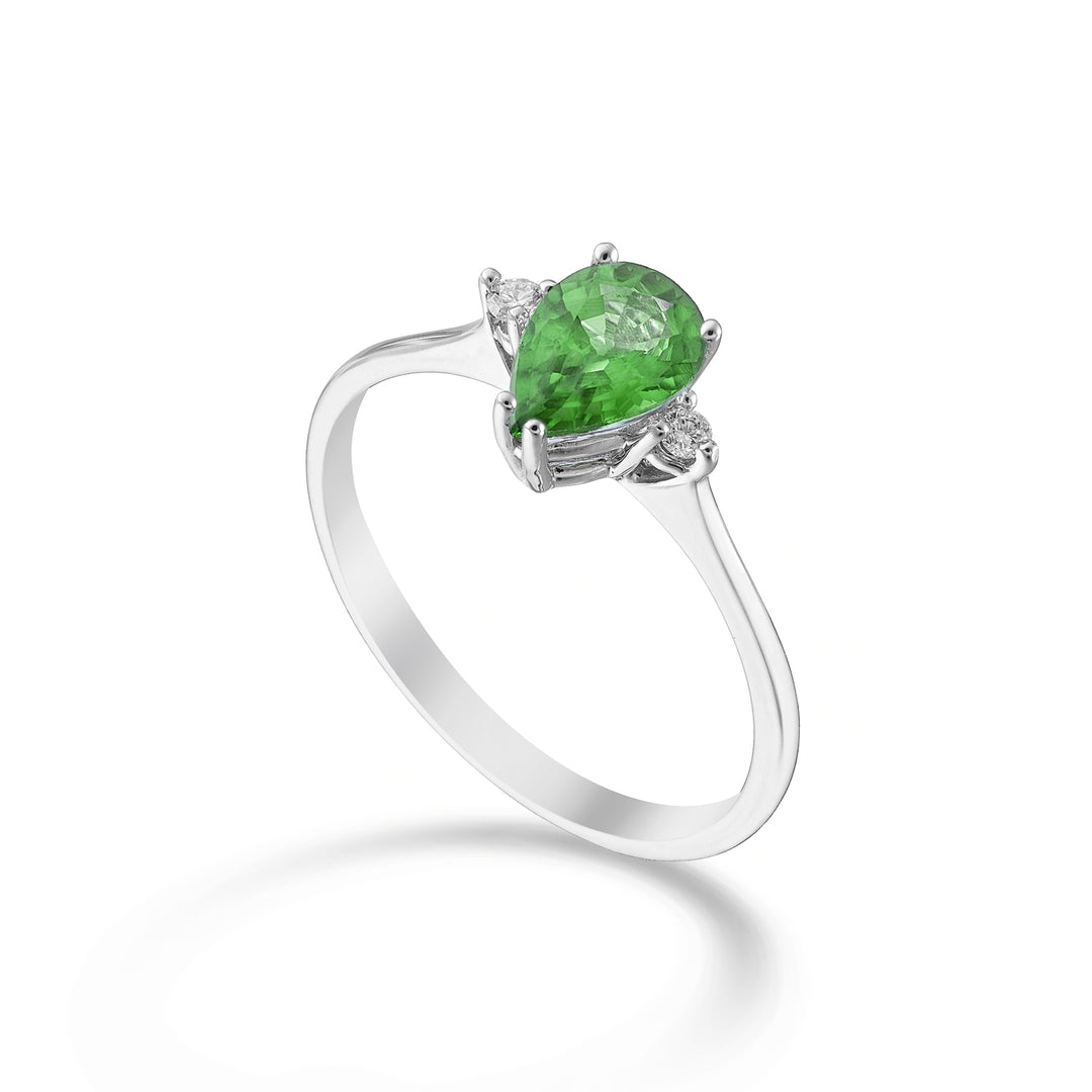 Mikiko an 18k smeraldo n. goccia 7x5 e diamantini laterali MA5216O4SMN045