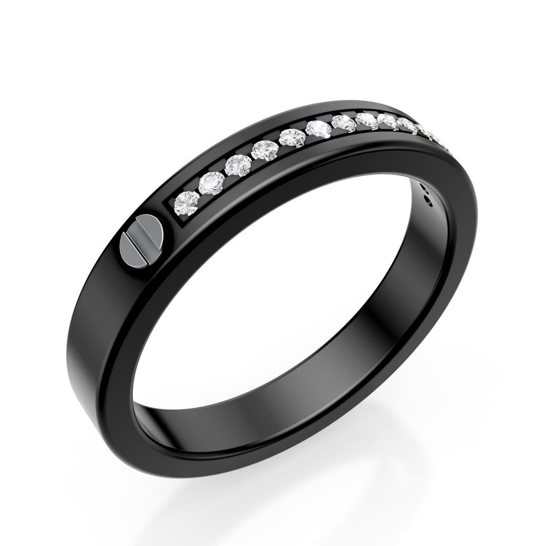 World Diamond Group anello con diamanti in titanio nero, con inserti in platino, misura 21 GAN014PTDINE-21