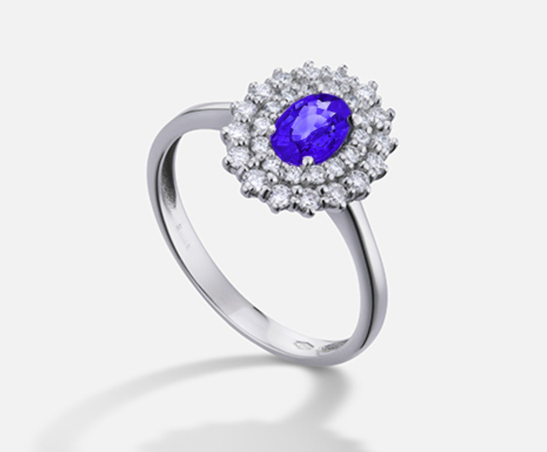 Mikiko an 18k tanzanite n. ovale 6x4 ct.0,38 dia ct.0,37 MA5116O4TZN