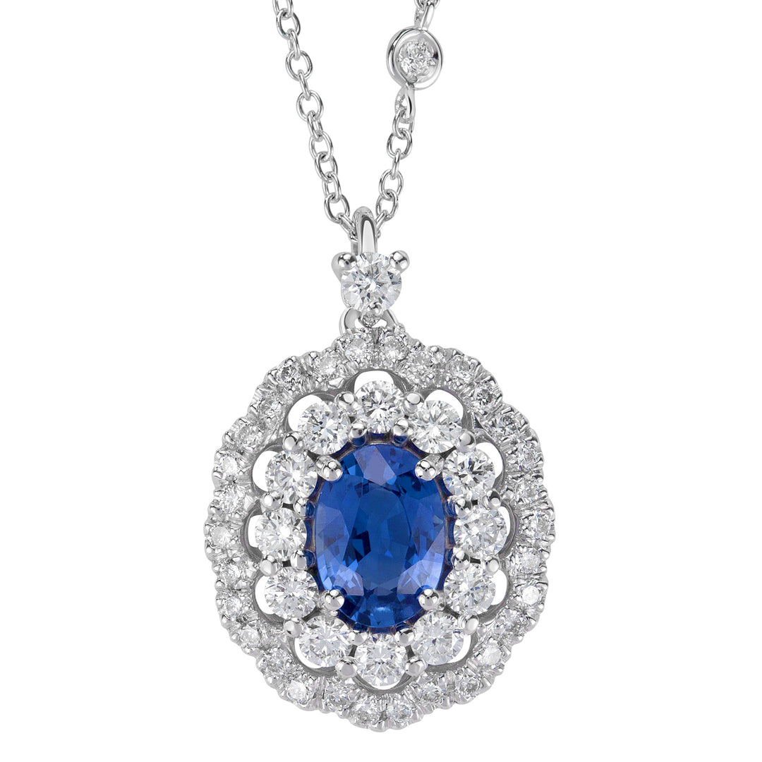Golay collana zaffiro ovale 7x5 doppio cont. diamanti PCLC050DIZB-22216110002