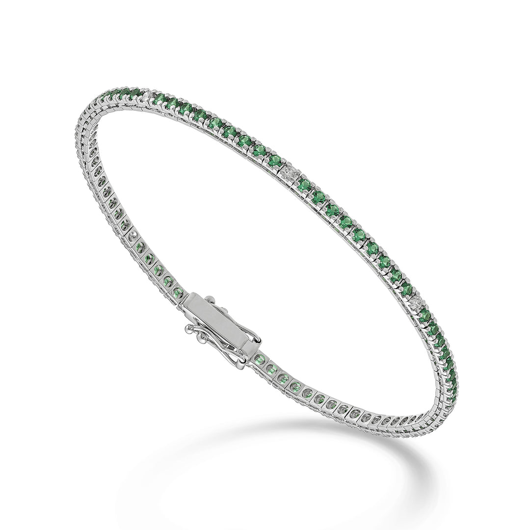 X-Diamond br tennis 18k smeraldi ct.1,53 cm.17,5 lab. grown ct. 0,18 - 80 castoni LXDBTQ220SMRDIO4