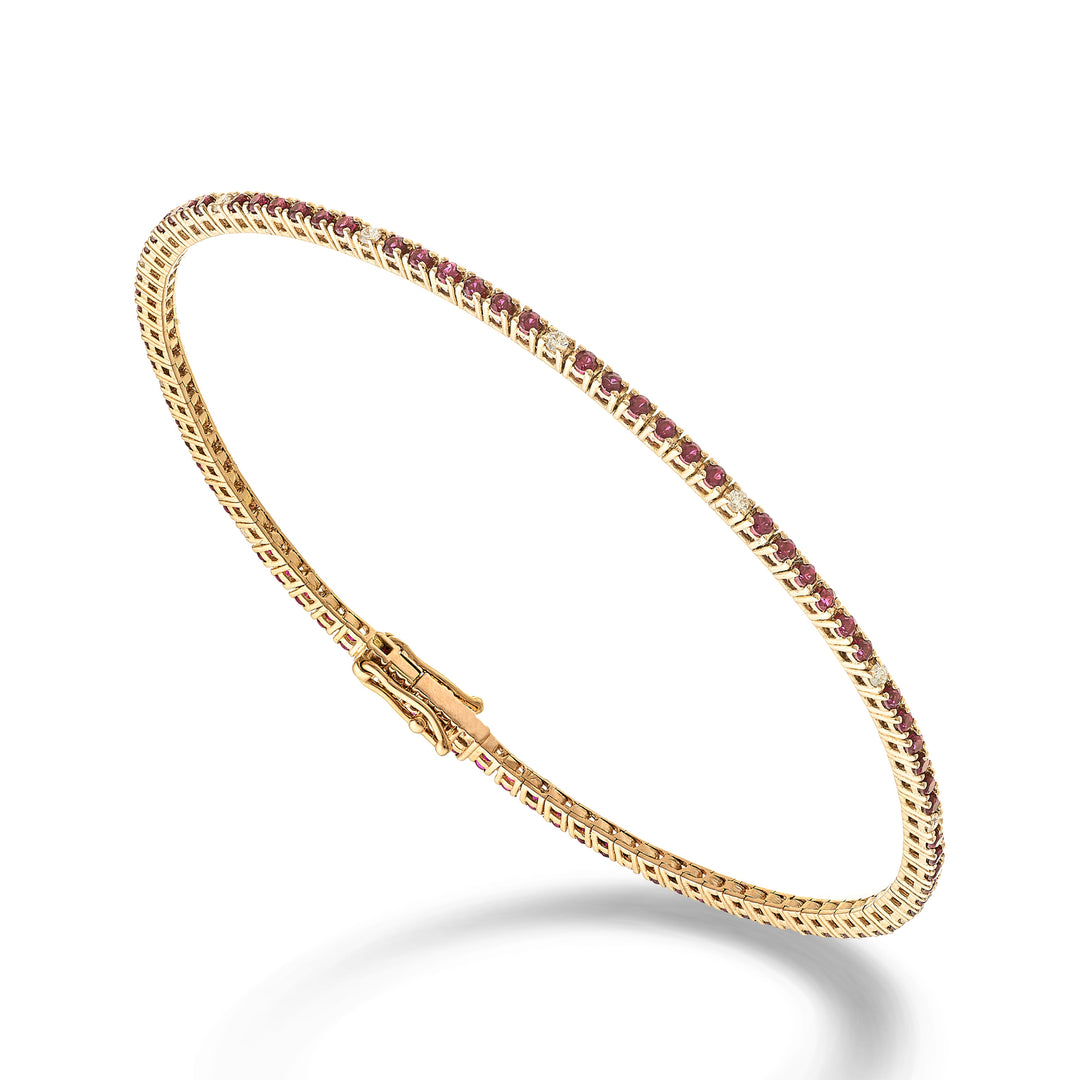 Nihama br tennis 18k rubini ct.1,05 diamanti ct.0,13 cm.17,2 oro rosa-94 castoni NBTF0011RBRDIO3