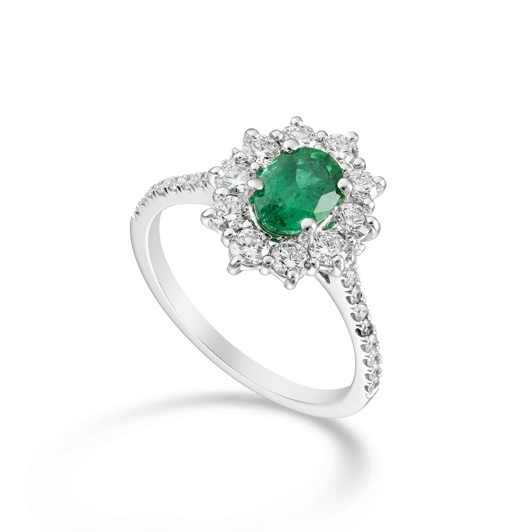 Golay anello smeraldo ovale 7x5 cont 10 diam e gambo inc ACLC102DISM57-1-24052110163