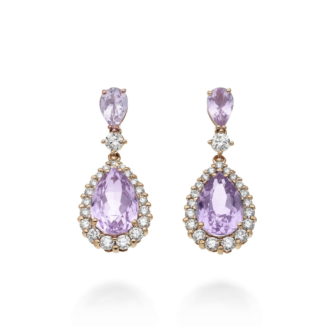 World Diamond Group orecchini kunzite goccia 10x7+morganite goccia 6x4 OCL093DIKZMO-21284110077