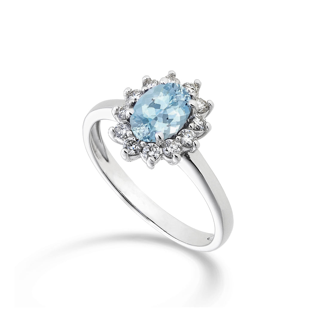 Nihama an 18k acquamarina ovale 7x5 ct.0,50 diam. ct.0,30 NA5094O4AM