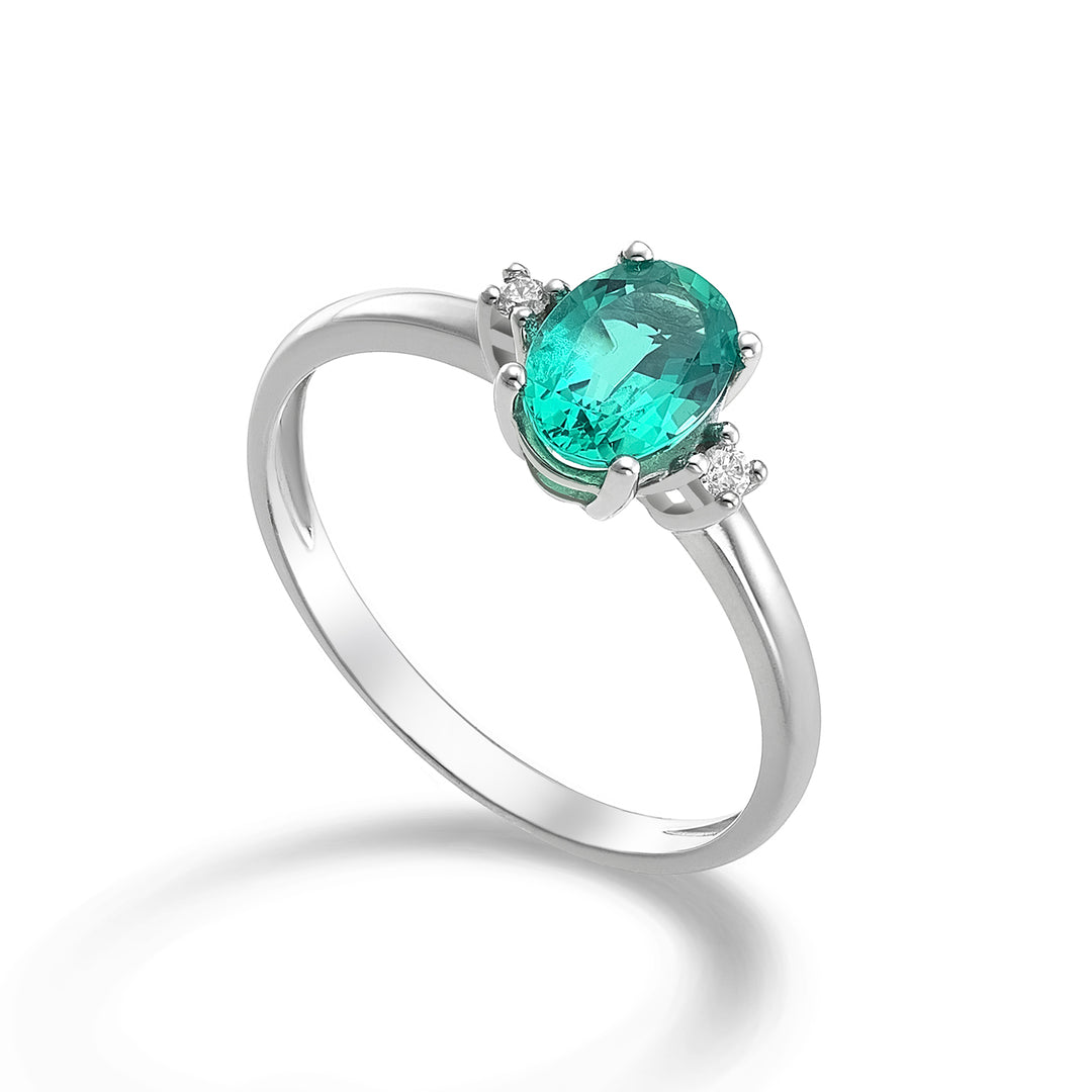 Nihama an 9k smeraldo ovale 7x5 ct.0,60 diam. ct.0,03 NA5073R4BE